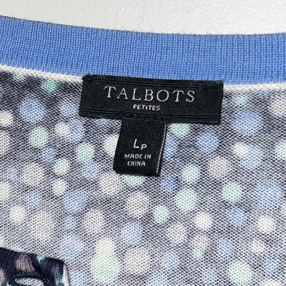Talbots Polka Dot Print Button Down Cardigan Sweater Sz Large Petite - Picture 3 of 5